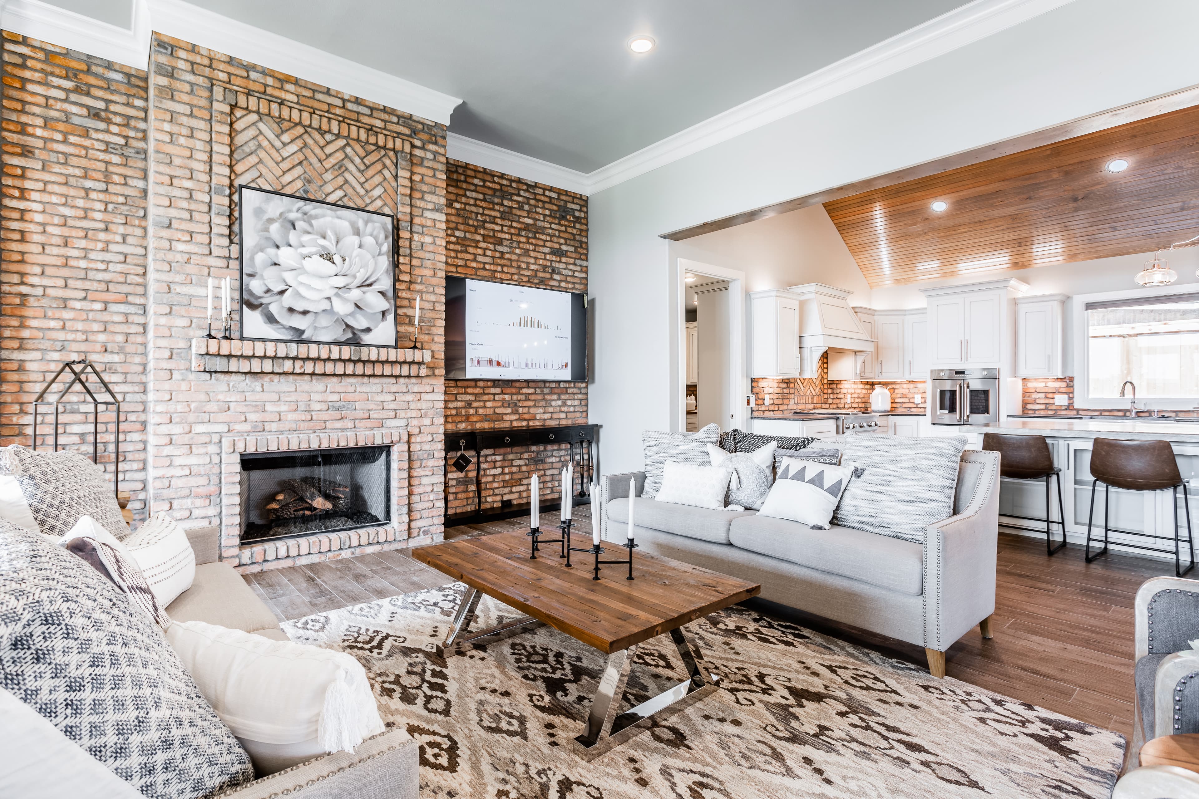 Bright living room and kitchen