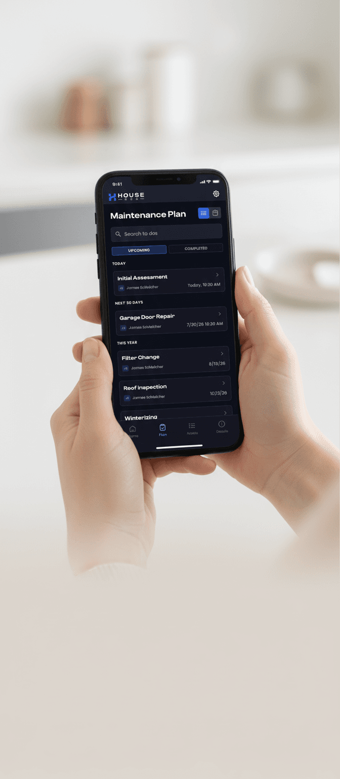 HouseHub maintenance plan on a mobile phone