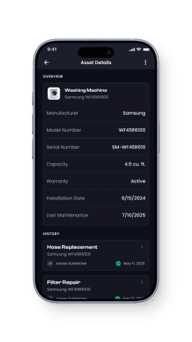 HouseHub asset details on a mobile phone